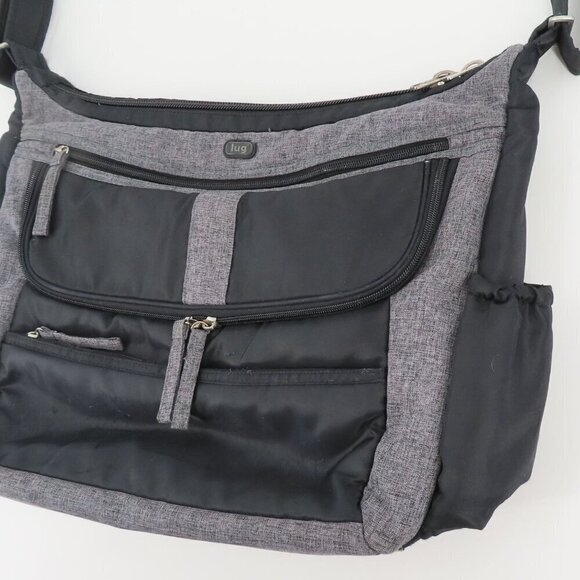 LUG Hula Hoop Black Gray Carry All Messenger Diaper Bag Stroller Straps Pockets - Picture 4 of 15